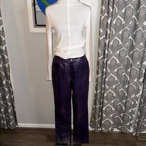 Vintage Linda Allard for Ellen Tracy Purple Leather Pants